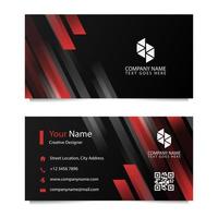 Business Card Template with Black Red Background. Vector illustration