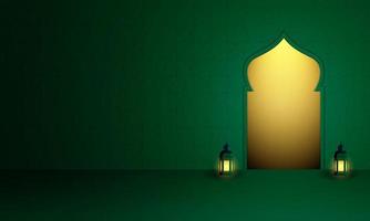 Vector graphic of Ramadan Kareem with Lantern and Islamic Ornament.