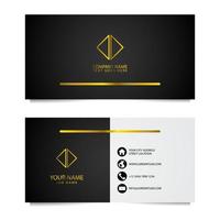Luxury Business Card Template with Gold Stripe and Black Background. Vector illustration