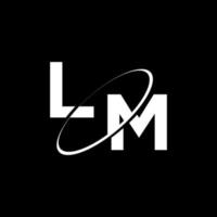 Letter LM that are cut by a circle on black background. vector