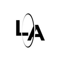 Letter LA that are cut by a circle on white background. vector