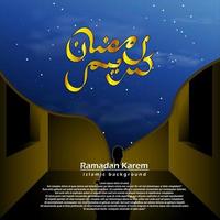 ilustration vector ramadan background with arabic caligrafi good for social media post,ramadan content, greeting card etc.