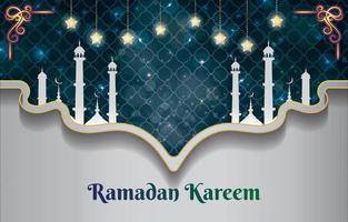 abstract ramadan background with silver and blue colour design
