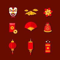 Happy Chinese New Year Flat Icon Collection vector