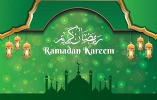 ramadan kareem background design with green colour