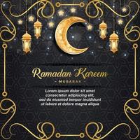 ramadan kareem background with beautiful black and golden colour design vector