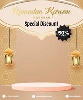 ramadan kareem special discount sale background with brown background