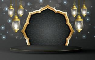 ramadan podium for product sale with black background