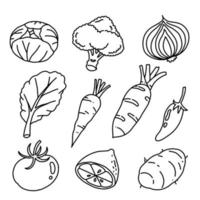 Draw a doodle set of vegetables, vector