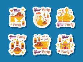 Iftar Party Sticker Colection vector