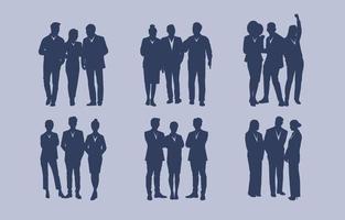 colección de personajes de grupo de siluetas de personas de negocios vector