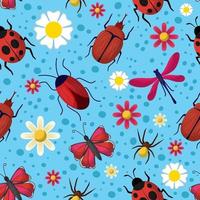 Spring Insects Seamless Pattern vector