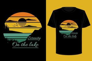serenidad en el lago diseño de camiseta retro vintage vector