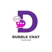 letter D with bubble chat decoration vector logo design
