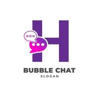 letter H with bubble chat decoration vector logo design
