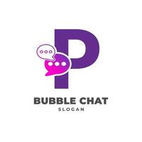 letter P with bubble chat decoration vector logo design