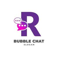 letter R with bubble chat decoration vector logo design