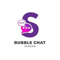 letter S with bubble chat decoration vector logo design