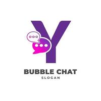 letter Y with bubble chat decoration vector logo design