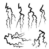 hand drawn Blitz lightning thunder light sparks storm flash thunderstorm. Power energy charge thunder shock doodle style illustration vector