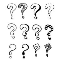 hand drawn doodle question marks set illustration vector