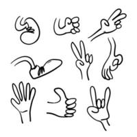 hand drawn Cartoon legs and hands doodle style vector