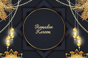 Ramadan Kareem Islamic style background with black gold luxury and element vector