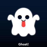 Cute cartoon ghost with white aura around, Vector, Illustration. vector