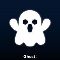 Cute cartoon ghost with white aura around, Vector, Illustration. vector