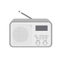 Vector illustration of a retro-inspired gray radio on a white background. World Radio Amateur Day.