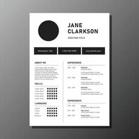 black simple resume design vector