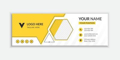 Yellow and black elegant email signature or email footer design Free Vector