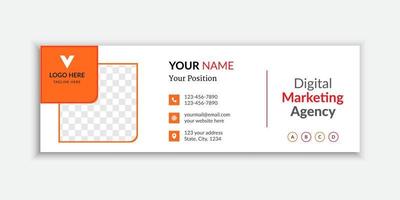 Orange business email signature or email footer design Free Vector