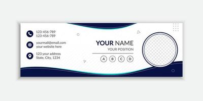 Blue wave shapes email signature or email footer design Free Vector