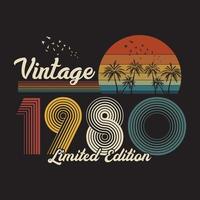 1980 vintage retro t shirt design, vector, black background vector