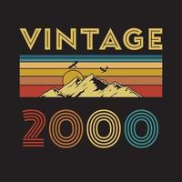 Diseño de camiseta retro vintage 2000, vector, fondo negro vector