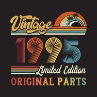 1995 vintage retro t shirt design, vector, black background vector