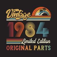 1984 vintage retro t shirt design, vector, black background vector