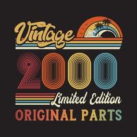 2000 vintage retro t shirt design, vector, black background vector