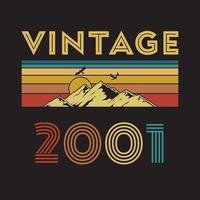 2001 vintage retro t shirt design, vector, black background vector