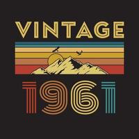 Diseño de camiseta retro vintage de 1961, vector, fondo negro vector