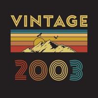 2003 vintage retro t shirt design, vector, black background vector