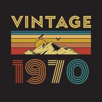 Diseño de camiseta retro vintage de 1970, vector, fondo negro vector