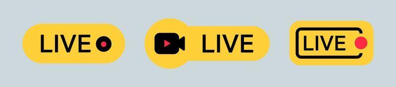 Set of live stream symbol. Colourful icon or button of livestream. vector