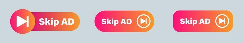 Skip ad button vector icon illustration. Block advertisement icon.