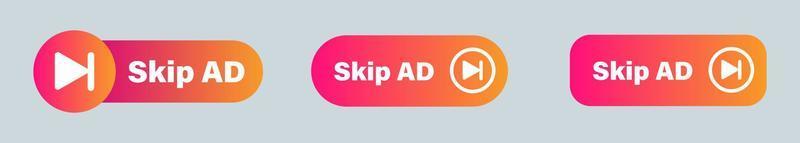 Skip ad button vector icon illustration. Block advertisement icon.