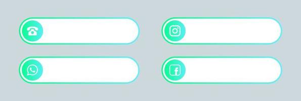 Popular social media and contact lower third icon set. vector