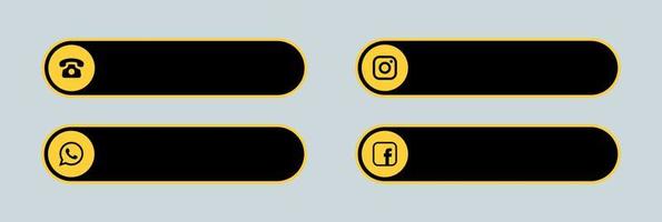 Popular social media and contact lower third icon set.