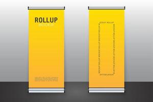 Realistic 3D vertical roll up banner stand template design. Realistic advertising billboard banners. vector