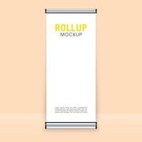 Realistic 3D vertical roll up banner stand template design. Realistic advertising billboard banners. vector